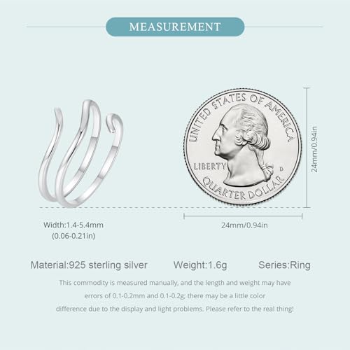 MUNDELL 925 Sterling Silver Simple Multi-layer Leaf Adjustable Ring Green Lucky Leaves Statement Ring for Women Promise Ring Fine Jewelry - color: Silver