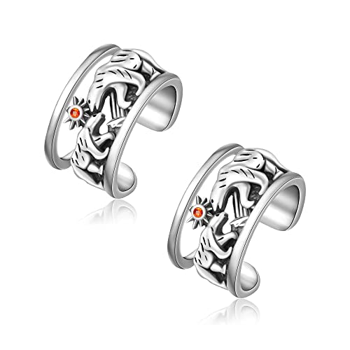 CHIC & ARTSY 925 Sterling Silver Ear Cuffs for Women, Non Piercing Clip On Cartilage Cuffs, Adjustable Fake Conch & Helix Earrings, Gold Plated & Oxidized Various Styles - color: ear cuff #35