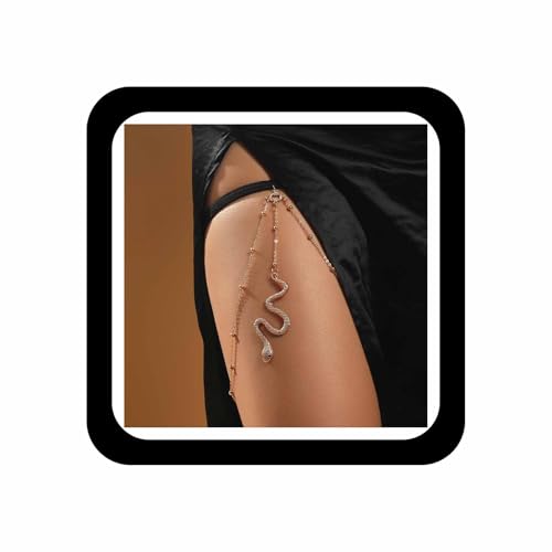 Boho Snake Thigh Chain Gold Serpent Leg Chain Snake Pendant Leg Chain Animals Statement Thigh Chain Festival Summer Beach Body Chain Jewelry for Women and Girls