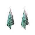 Sequin Earrings for Women Metal Mesh Grid Sequins Tassel Long Drop Dangle Earrings Trendy Charms Bridal Wedding Jewelry - color: Multi