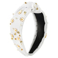 PANTIDE Daisy Jeweled Knotted Headband - Rhinestone Crystal Beads Embellished Headband Wide Top Knot Fashion Hairband Hair Accessories Spring Summer Birthday Holiday Gift for Women Girls (White) - color: White Daisy