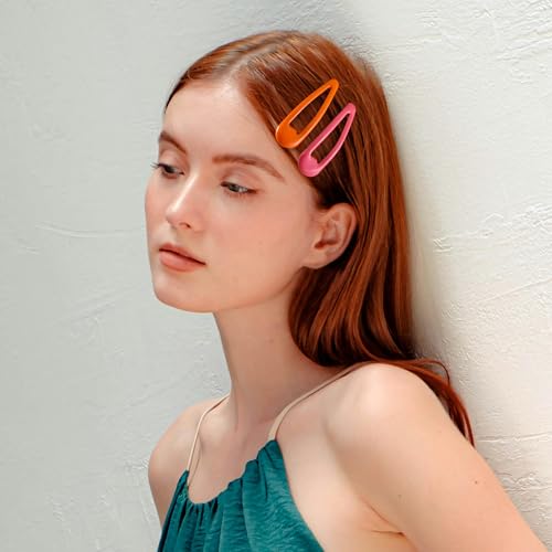 20 PCS Metal Snap Hair Clips Water Drop No Slip Barrettes for Women Bright Small Hair Clips For Thick And Thin Fine Hair,Purple Orange Blue Red,1.97 x 0.5 In. - color: Purple Orange Blue Red