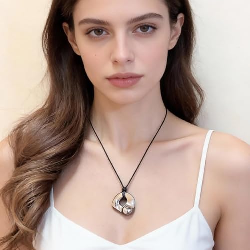 Frodete Statement Necklace for Women Chunky Gold Necklaces Long Pendant Necklace Boho Necklaces Gold Pendant Jewelry Cowboy Chic Style Cowgirl Outfit - color: Z6:Silver Pendant Necklace
