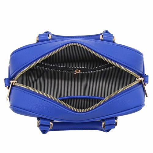 FashionPuzzle Mini PU Leather Satchel Purse Top Handle Crossbody Bag - color: Royal Blue