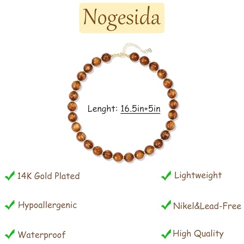 Colorful Beaded Necklace for Women Chunky Resin Beads Choker Necklaces Boho Statement Necklace Summer Vacation Y2K Jewelry - color: Amber