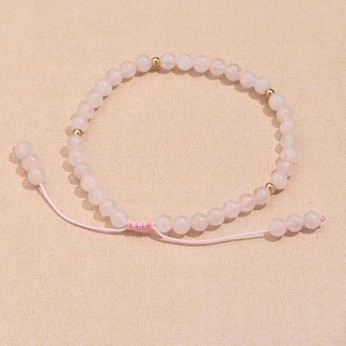 Softones 6mm Natural Stone Anklet for Women Gemstone Ankle Bracelets for Women Healing Energy Crystal Anklets Adjustable(8.5-10 Inches) - color: Rose Quartz