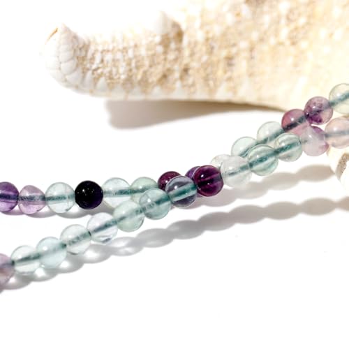 Simple Choker Necklace for Women Real Stone and Crystals Necklaces 4mm Beaded Choker Jewelry Meditation Gift for Women (16"+2") - style: Fluorite