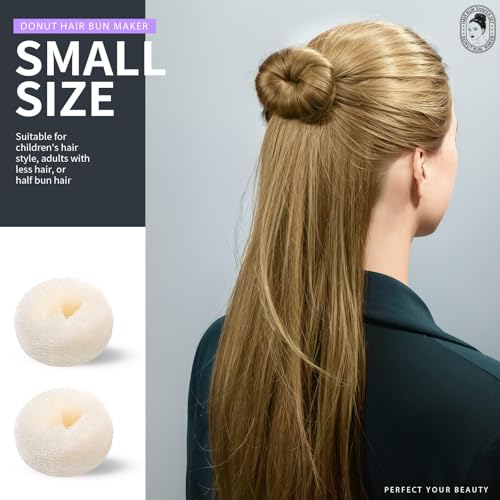 Teenitor Hair Bun Maker Set - 7 Hair Donut for Buns (1 Extra-Large, 2 Large, 2 Medium, 2 Small), 5 Elastic Bands, 20 Hair Pins, Cream White Color - color: Cream Color