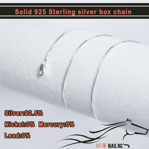 NAG.HC 925 Sterling Silver Chain 0.8MM Delicate Box Chain - Italian Necklace Chain - Tiny&Thin&Strong -Friendly Price & Quality 14"-30" - color: Silver, size: 26.00