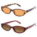 Retro Oval Sunglasses for Women Men Y2k Narrow Cat Eye Sunnies Skinny Shades AR82299 - color: 14. Tortoise+clear Red