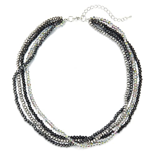 Noessla Beaded Statement Necklaces for Women Layered Chunky Bead Necklace Fashion Costume Jewelry Gifts for Mom - color: 029-Black