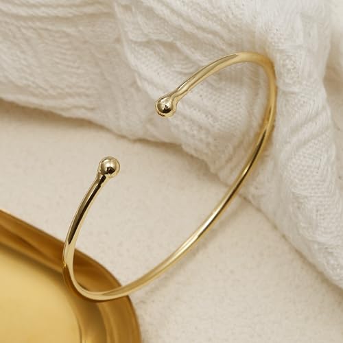 BOMAIL 2Pcs Gold Arm Cuff Bracelets Set for Women | Open Adjustable, large Upper Arm Bangles, Coil Swirl Armlet,Ren Faire Armband,Minimalist ,Goddess - style: A Style