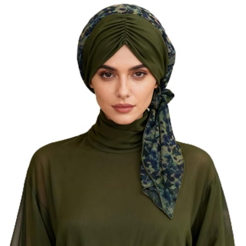 XYIYI Head Scarf for Women Chemo Patients Headwear Cancer Hair Loss Headwrap Cover Hat Turban Covering Wrap - color: Army Green