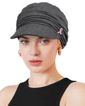 Chemo Headwear Viscose Newsboy Cap for Women Summer Hats - color: Dark Hemp Gray