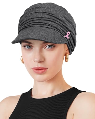 Chemo Headwear Viscose Newsboy Cap for Women Summer Hats - color: Dark Hemp Gray
