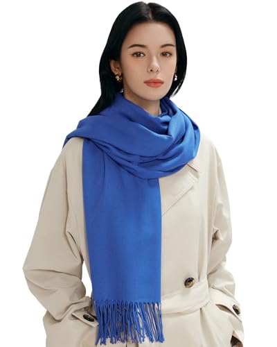 maamgic Women's Winter Scarf Soft Warm Scarf for Women Cozy Shawl Wraps for Women Lightweight Pashmina Style Wrap - color: Solid Royal Blue