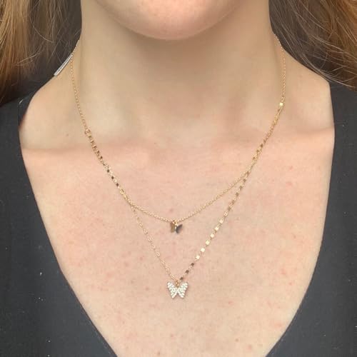 LLWOM Gold Necklace for Women-14k Gold Plated Infinity Necklace Star Of David Necklace Evil Eye Cross Pendants Heart Dainty Gold Necklace For Women - color: Gold, style: Cz Bufferfly