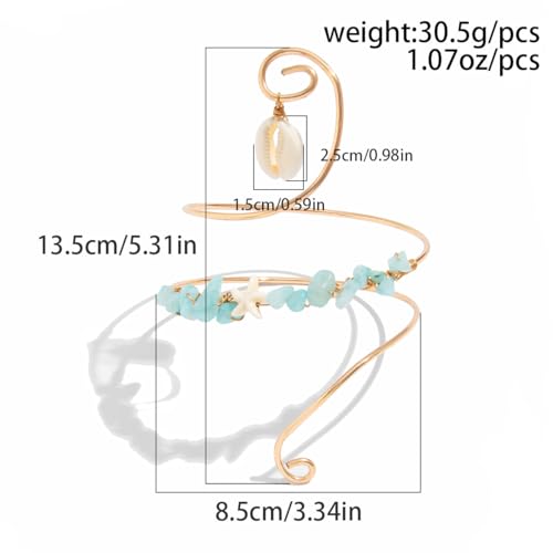 XAM Arm Cuff Upper Arm Bracelet for Women Adjustable Flower Sea Shell Leaf Feather Open Upper Arm Bangle Bracelet Boho Summer Holiday Jewelry - color: StyleB