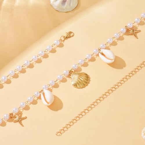 Gold Starfish Seashell Waist Chain Belt for Women Boho Mermaid Pearl Body Chain Summer Beach Vacation Bikini Jewelry Accessories - style: Pearl Chain
