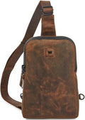 Leather Sling Bag for Women Genuine Crossbody Purse Small Trendy Cross Over Chest with Phone and Credit Card Slots (Cognac Crazy Horse) - color: Cognac Crazy Horse