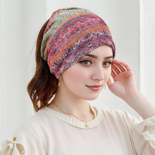 Women's Slouchy Beanie Cap Chemo Headwear Hats Scarf - color: D - Blue Orange