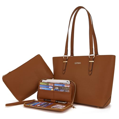 Purses And Wallets Set For Women Work Tote Satchel Handbags Shoulder Bag Top Handle Totes Purse With Matching Wallet - color: A58-3pcs/Set Brown