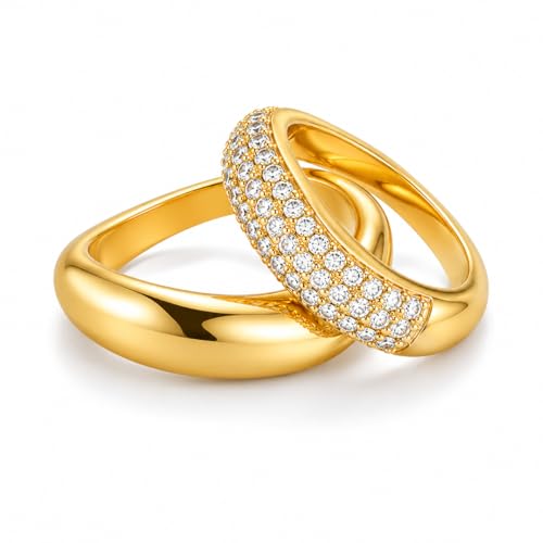 KSF 2Pcs / 3Pcs / 4Pcs Stackable Rings for Women, Gold and Silver Plated Stack Ring Set for Everyday Wear, Gift for Her - color: Multicolor-gold2pcs