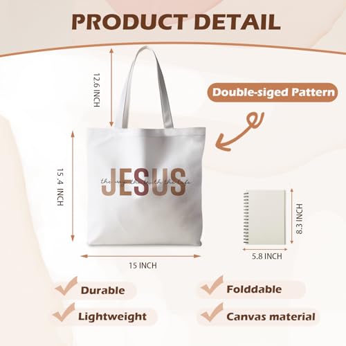 Jesus Tote Bag, Christian Tote Bags for Women, Religious Reusable Grocery Bags - color: Classical Jesus