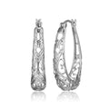 Amazon Collection Sterling Silver Filigree Oval Hoop Earrings - color: Silver