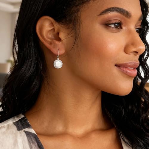 Disc Dangle Earrings for Women, 14K Gold Plated Flat Hypoallergenic Drop Earrings, Silver Classic Coin Leverback Earrings for Women Jewelry Gifts - color: B-Silver