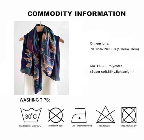 Acotavie Scarfs for Women Dressy Fashion Scarves Long Floral Pattern Scarf Lightweight Sunscreen Shawls - color: C002 Purple
