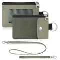Artpaxy Minimalist Wallet For Mens Womens, Keychain RFID Blocking Zipper Small Wallet with ID Window 2 Lanyards,Water Resistant Travel Cash Card Coin Case Boys Girls - color: Army green+Light gray green, style: Casual