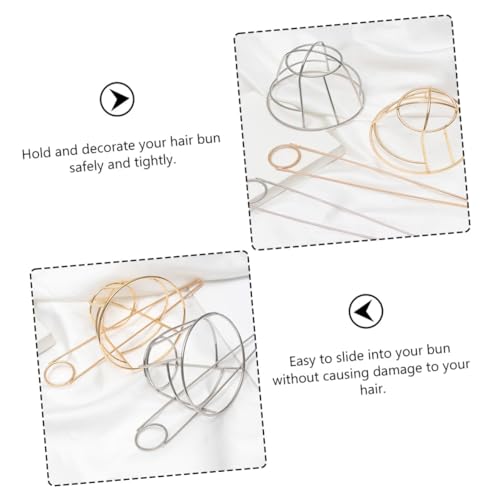Metal Hair Bun Cage Fork Stick Silver Hollow Hairpin Hair Holder for Women