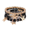 LOTSOF Boho Flower Beaded Bracelet Set for Women - Multilayer Crystal & Flower Charm Stackable Bracelets, Fashion Jewelry Gift for Her - color: Black Butterfly