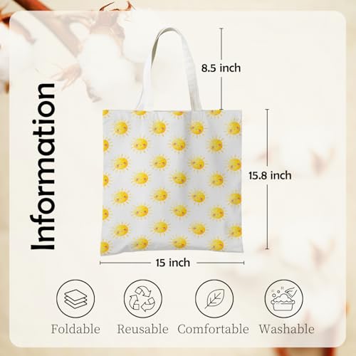 Boho Sun Sunshine Tote Bag, Colorful Canvas Tote Bags, Reusable Grocery Shopping Bag - color: Nursery Sunshine