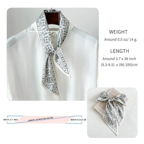Hair Head Neck Bag Long Scarf Versatile Wrap for Women Soft & Lightweight for Everyday Chic - color: 20 Paisley White 3.7 X 38 Inch