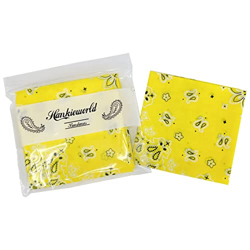 Single Pack Bandanas 60s Premium Cotton Soft Thin Handfeel Large Handkerchief for Men and Women - color: 1 Pack-yellow