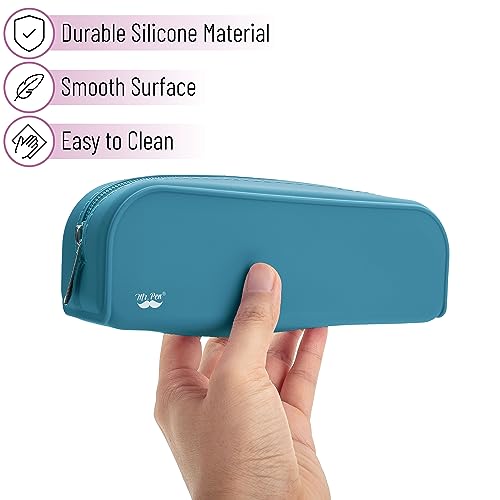 Mr. Pen- Silicone Pencil Case, Aesthetic Pencil Bag for Women, Makeup Pouch | Multifunctional Pouch for Stationery, Cosmetics and Electrical Goods Storage - color: Teal