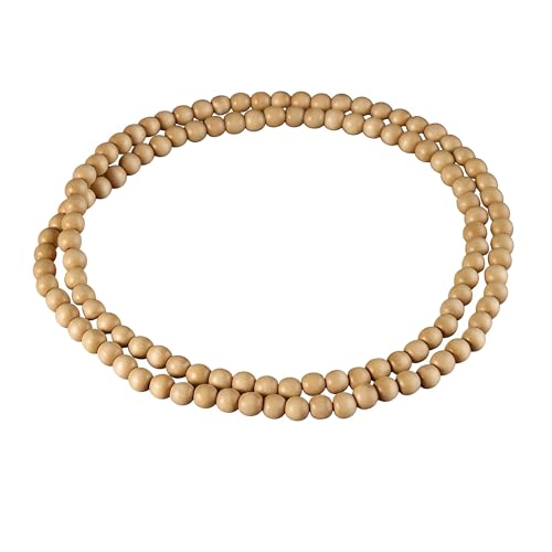 Punk Cool Colorful 8mm Wood Beads Chunky Strand Chunky Necklace Natural Wooden Chain Unisex Hip Hop Handmade African Statement Retro Bohemian Jewelry for Women Men - color: beige