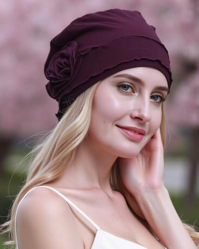 osvyo Chemo Headwear Turban Cap for Women - Cancer Beanie Hair Loss Sealed Packaging - color: Cotton Wine
