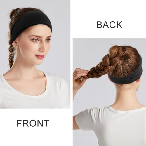 YONUF Fashion Headbands For Women Wide Headband Yoga Workout Head Bands Hair Accessories Black Band 6 Pack - color: Black
