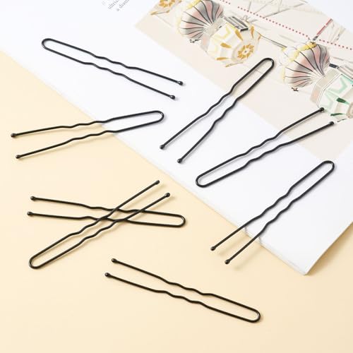 QIUTIMIY 200 Pcs 2.4 Inch U-Shaped Bobby Pins Black Metal Hair Pins Hair Accessories for Women Stylists Hair Sticks Girl - color: Black, size: U-2.4in
