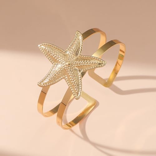 Frodete Arm Cuff Bracelet for Women Gold Upper Arm Jewelry Bangle Cuff Bracelets Starfish Shell Beach Jewelry Trendy Stuff Gifts - color: A2:arm cuff