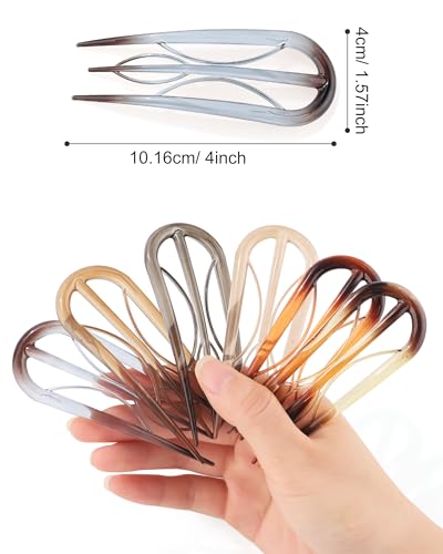 French Hair Pin for Women - U-Shaped Hair Fork for Updos, Chignons & French Twists, Durable Acrylic, Secure & Elegant Styling for All Hair Types (Amber) - color: Amber
