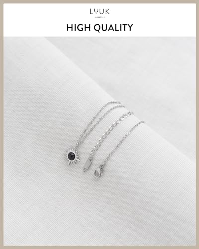 LUUK LIFESTYLE Minimalist necklace with rainbow pendant, HAPPINESS slogan card, symbol of diversity, waterproof stainless steel, gift for women, trendy, chic, silver - color: Silver, size: Polaris