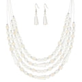 Errally Layered Beaded Statement Necklace Multi Strand Crystal Beads Collar Necklace and Earring Sets for Women Fashion Costume Jewelry Set Gifts for Her - color: White