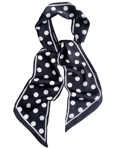 Purse Scarf For Handbags Head Scarves For Women's Hair Bags Scarfs Long Skinny Scarves Fashion Silky - color: A11-black Spot