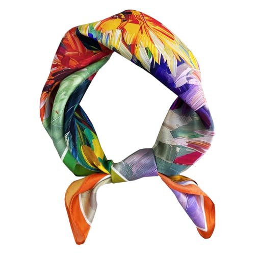 Women's Small 21 inch 100% Silk Scarf Bandana for Head Neck Hair | 100% Mulberry Silk Lightweight Designs Gift-Ready Packaging For Hair Fashion 21"x21" Printed - color: 108multicolor