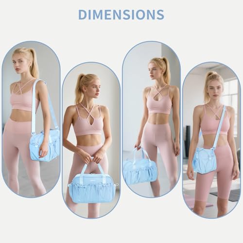 ECOHUB Small Gym Bag for Women, Mini Gym Duffle Bag with Wet Compartment, Bowknot Sports Bag, Cute Gym Tote Bag Dance Yoga Workout Travel Bags Light Blue - color: Light Blue