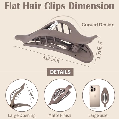 9 Pack Flat Hair Clips for Women, Matte Claw Clips for Thick & Thin Hair, Suitable for Driving (Taupe,Brown,Black) - color: Taupe/Brown/Black-Regular